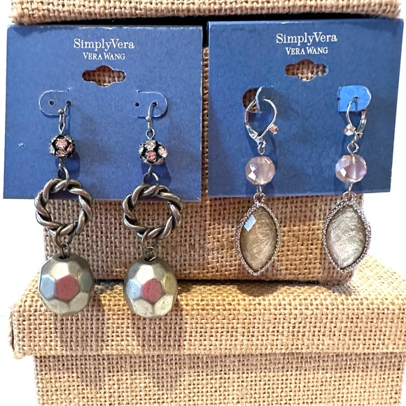 NWT 2 pairs of Simply Vera Vera Wang Earrings- silver tone dangles - Picture 10 of 15